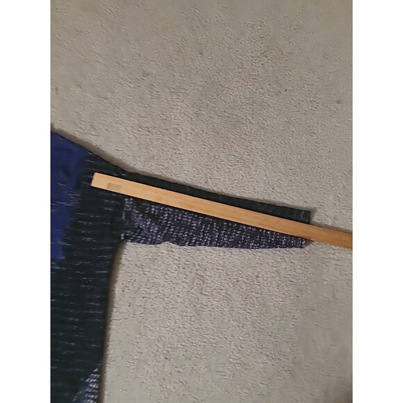 CHICO'S Cardigan Sweater Womens 2 (L) Duster Open Front Long Sleeve Blue Black - Picture 12 of 14